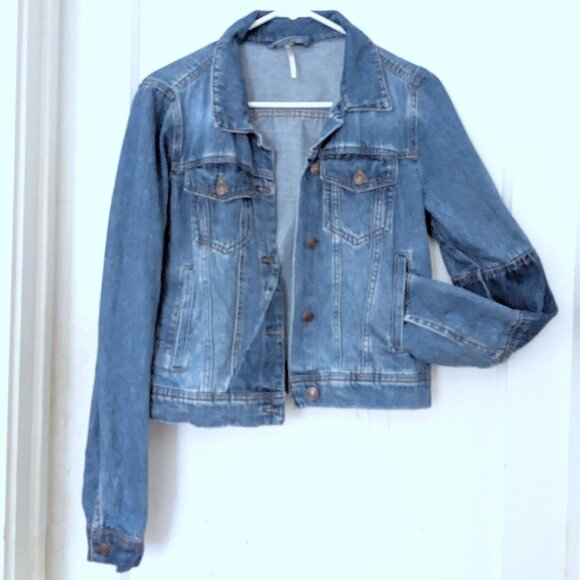 FREE PEOPLE Rumors Denim Jacket Light Indigo Jean Size S - Picture 5 of 9